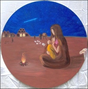 Pastorella di Bethlehem con bambino 